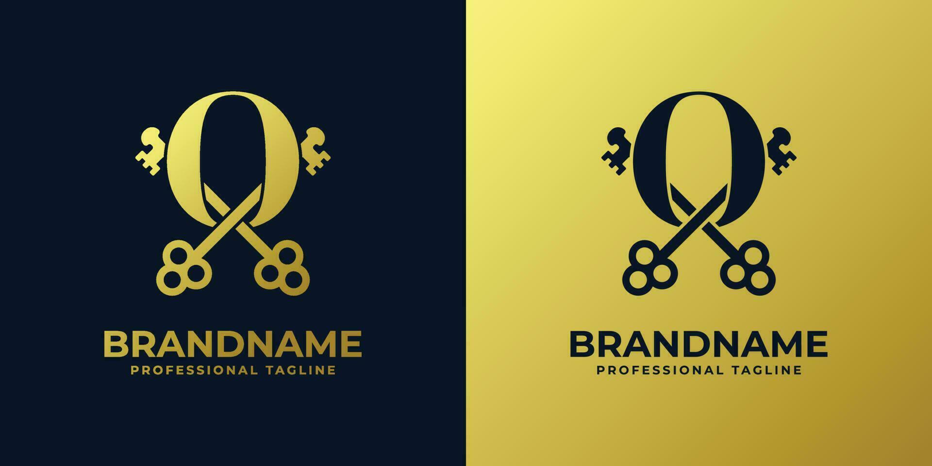 Letter O With Double Key Logo, suitable for any business related to key with O initial. vector