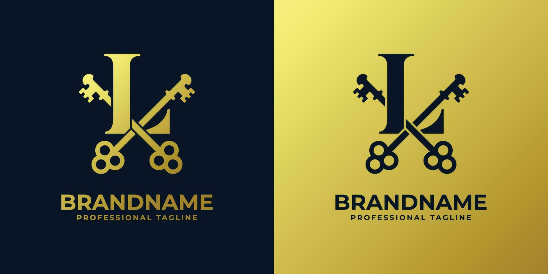 Letter L With Double Key Logo, suitable for any business related to key with L initial. vector