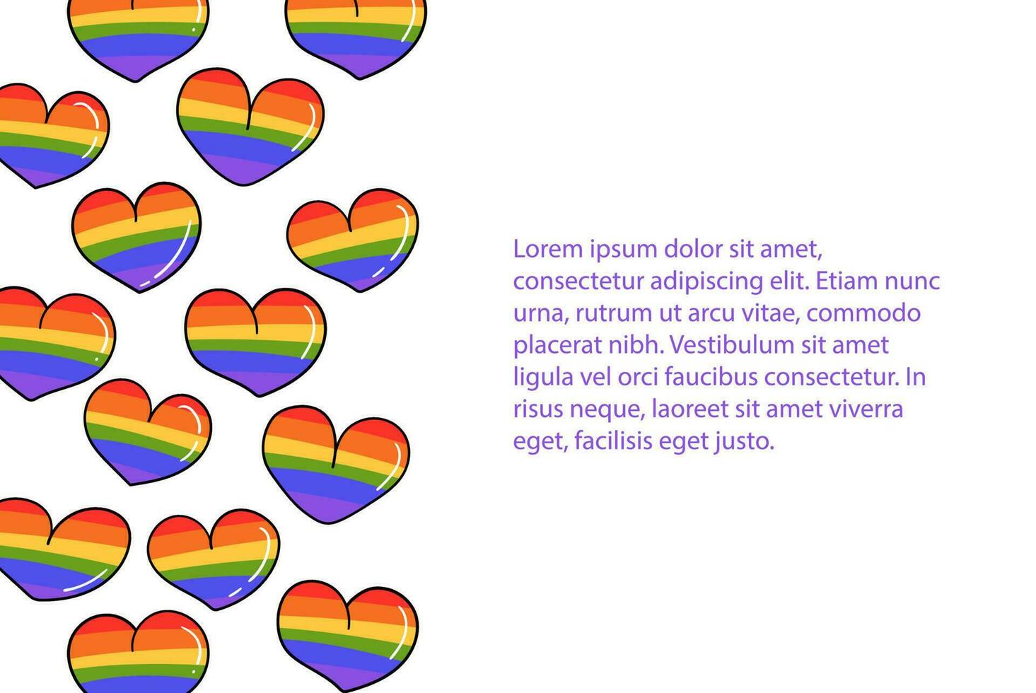 LGBT rainbow flag hearts background vector illustration