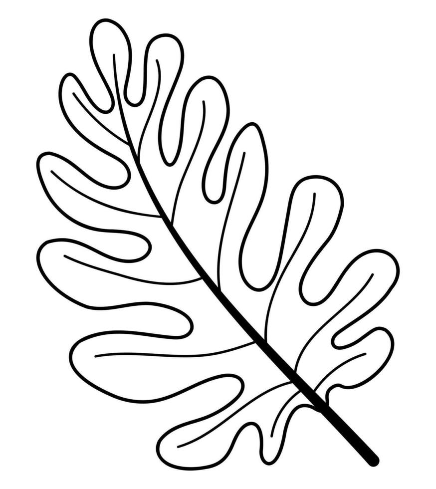 Exotic tropical leaf line doodle vector illustration