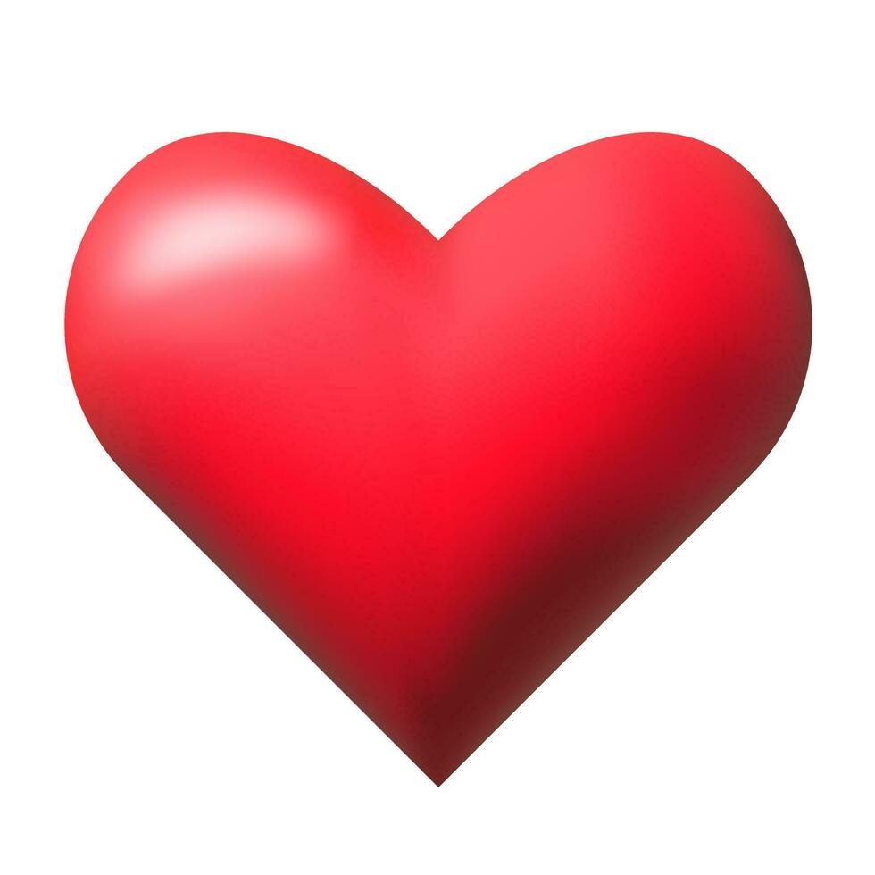 Red heart 3d realistic icon vector illustration