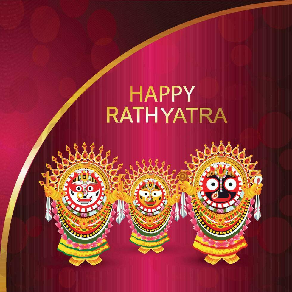 Rath yatra of lord jagannath balabhadra and subhadra festival celebration vector