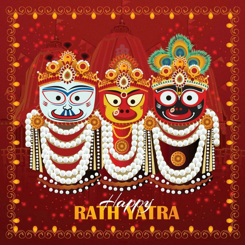 dian religious festival celebration festival with lord balabhadra and subhadra vector