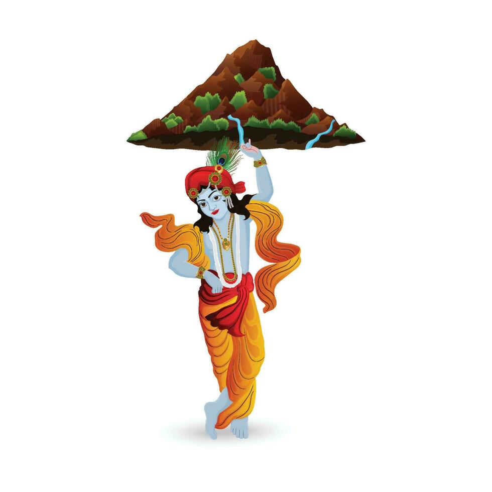 Realistic illustration of lord krishana with makhan mataki vector