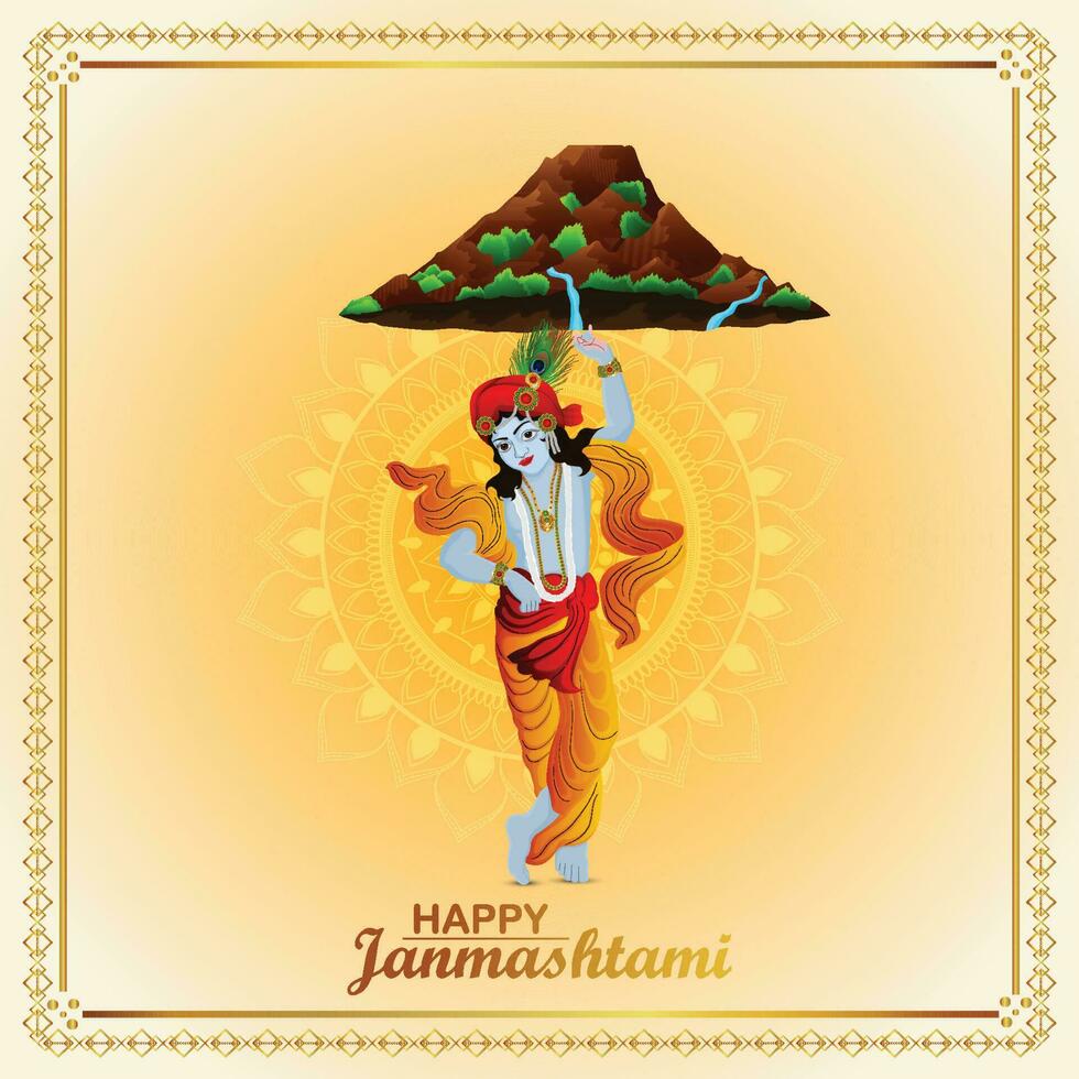 Vector illustration of indian festival janmashtami greeting card
