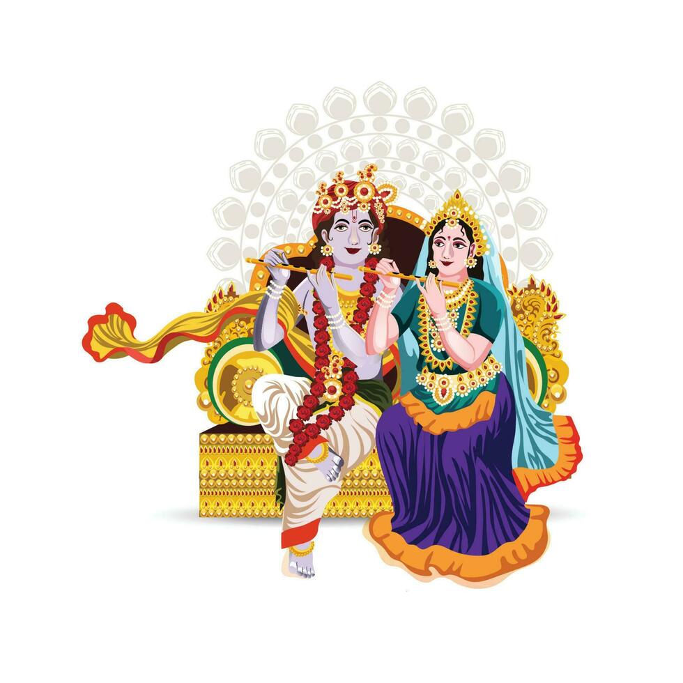 Realistic illustration of lord krishana with makhan mataki vector