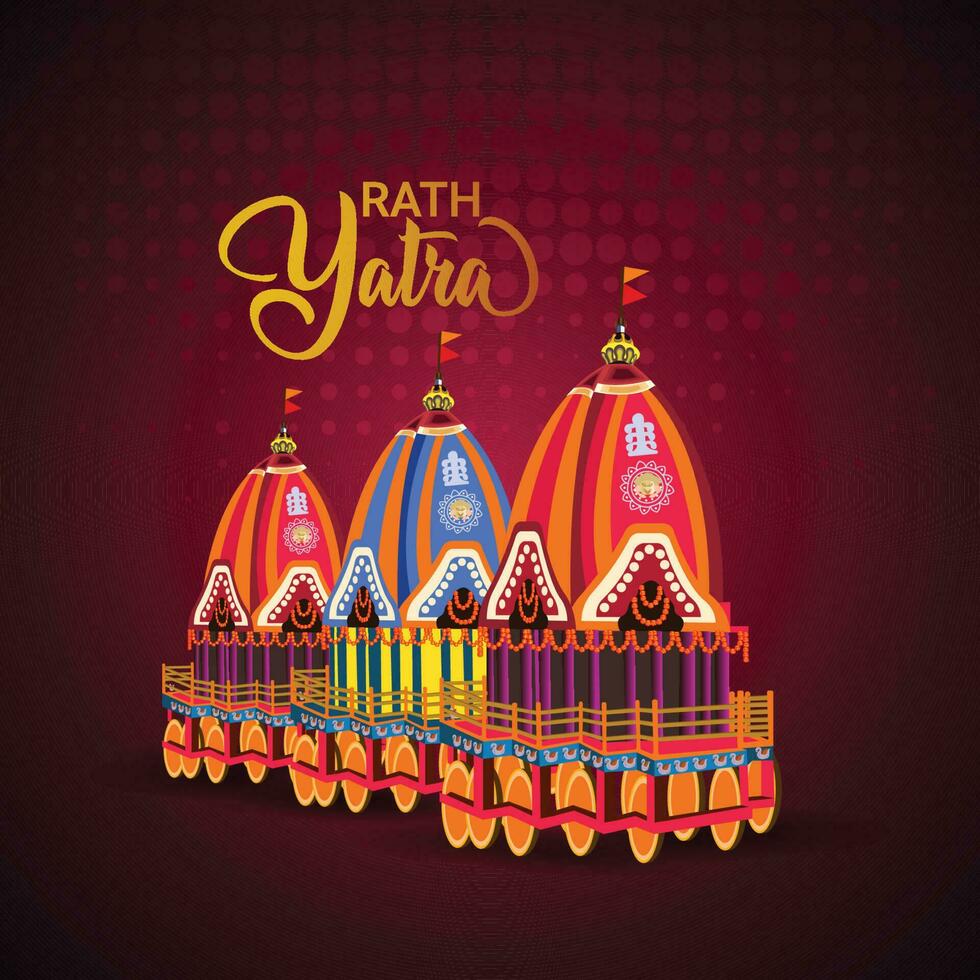 Happy rath yatra of lord jagannath balabhadra and subhadra festival vector