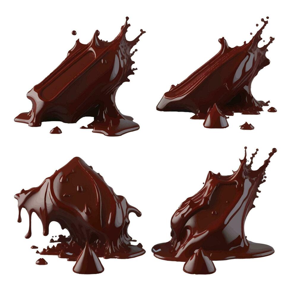 Set of 3D Chocolate Splash with Chocolate Bar vector