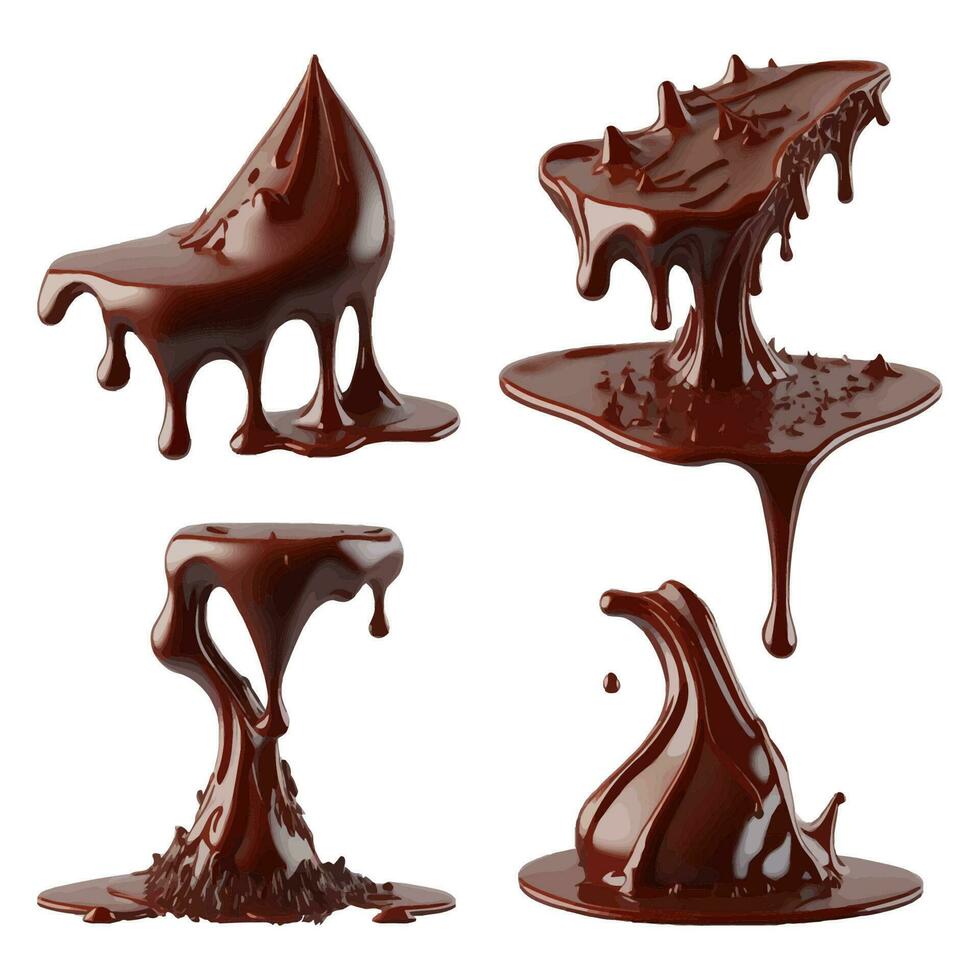 Set of 3D Chocolate Splash with Chocolate Bar vector
