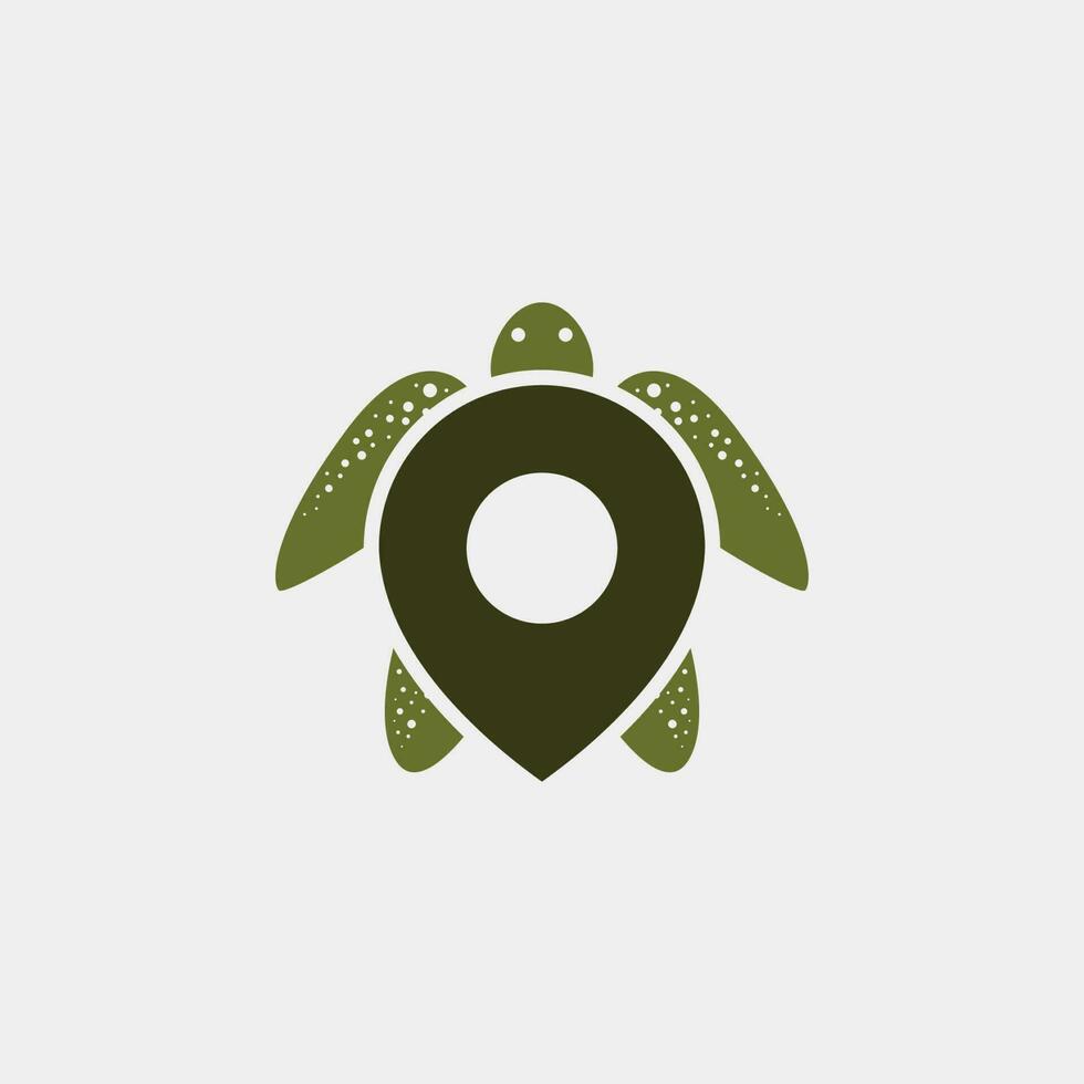 Tortuga ubicación logo. esta logo tiene el sentido de sabiduría, durabilidad, humildad, y longevidad. eso lata ser usado para ambiental, conservación, turismo, investigación, y desarrollo compañías, etc. vector
