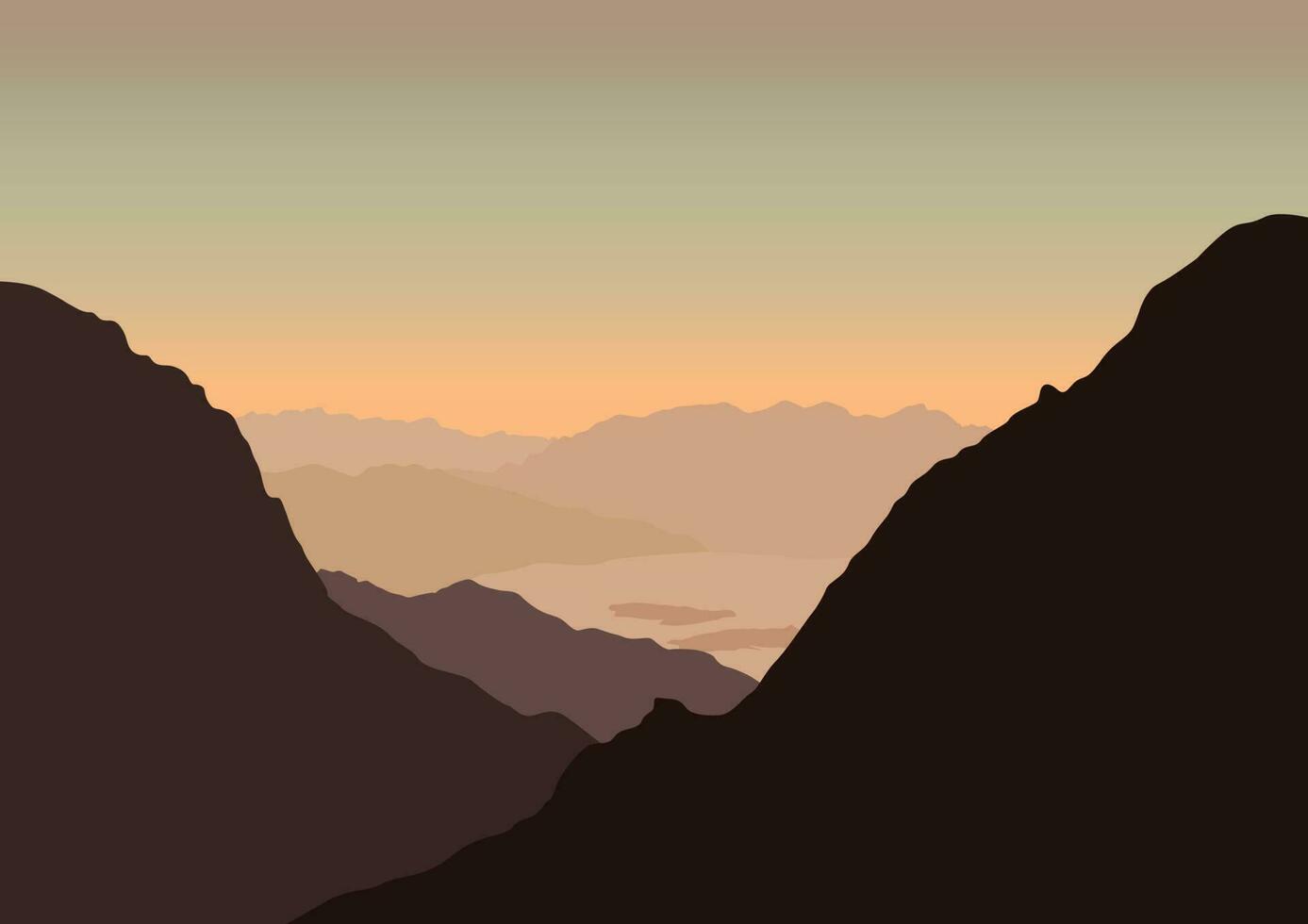 silueta de un natural paisaje de montañas y acantilados vector ilustración en plano estilo.