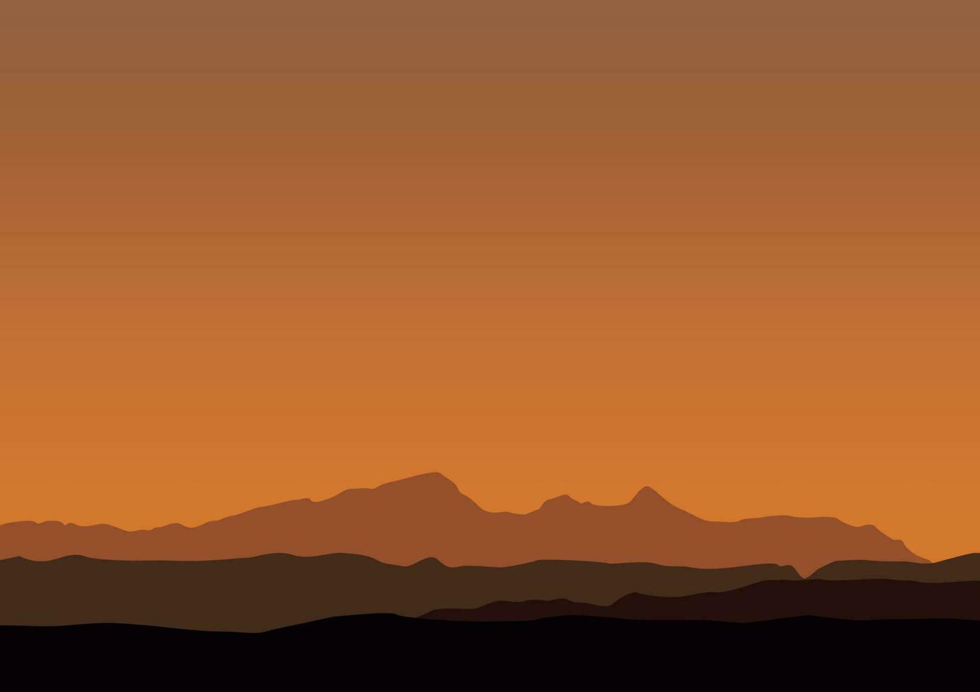 Natural landscape at sunset. Vector illustration in flat style.