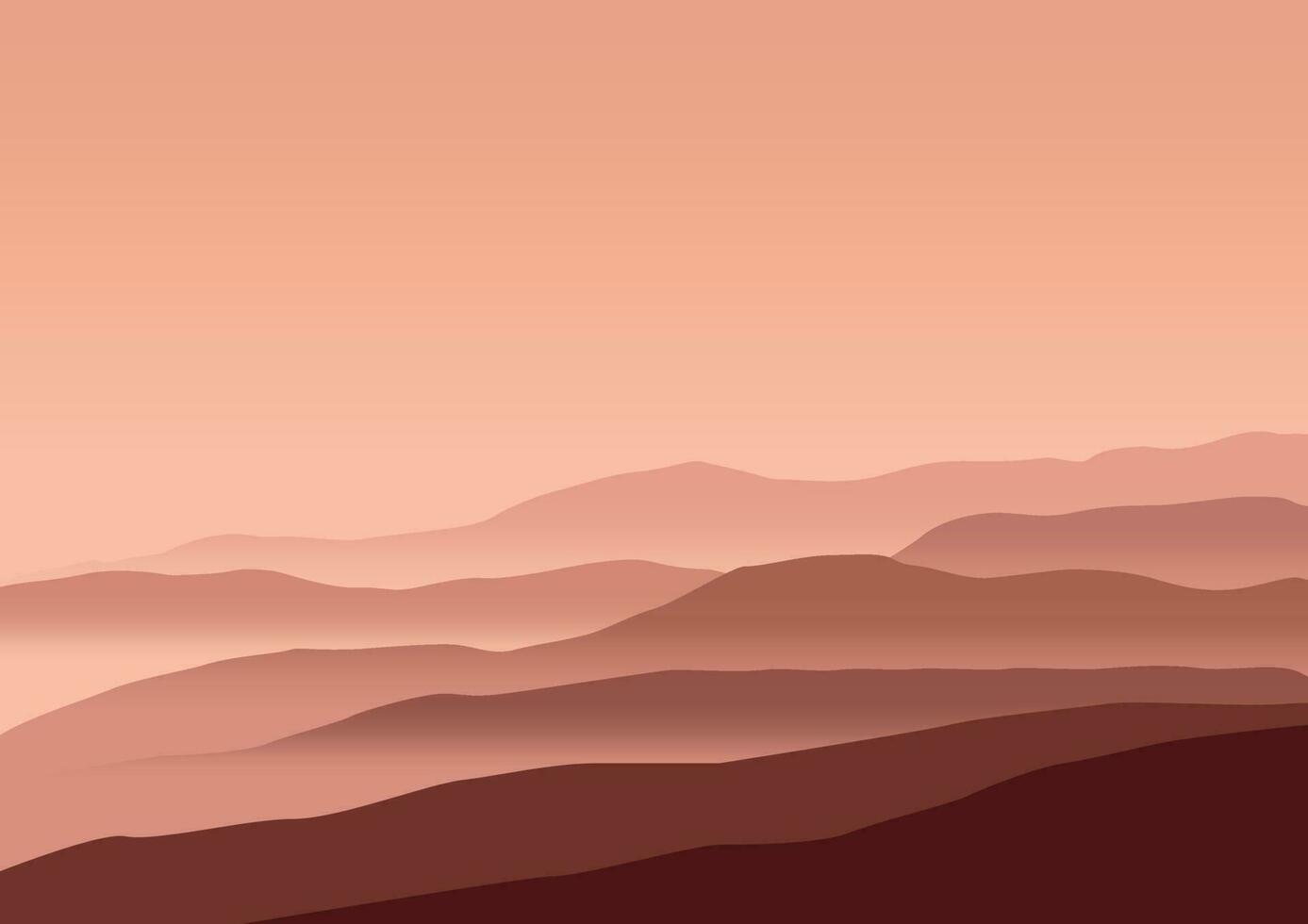 hermosa montañas paisaje con un rosado tono. vector ilustración en plano estilo.