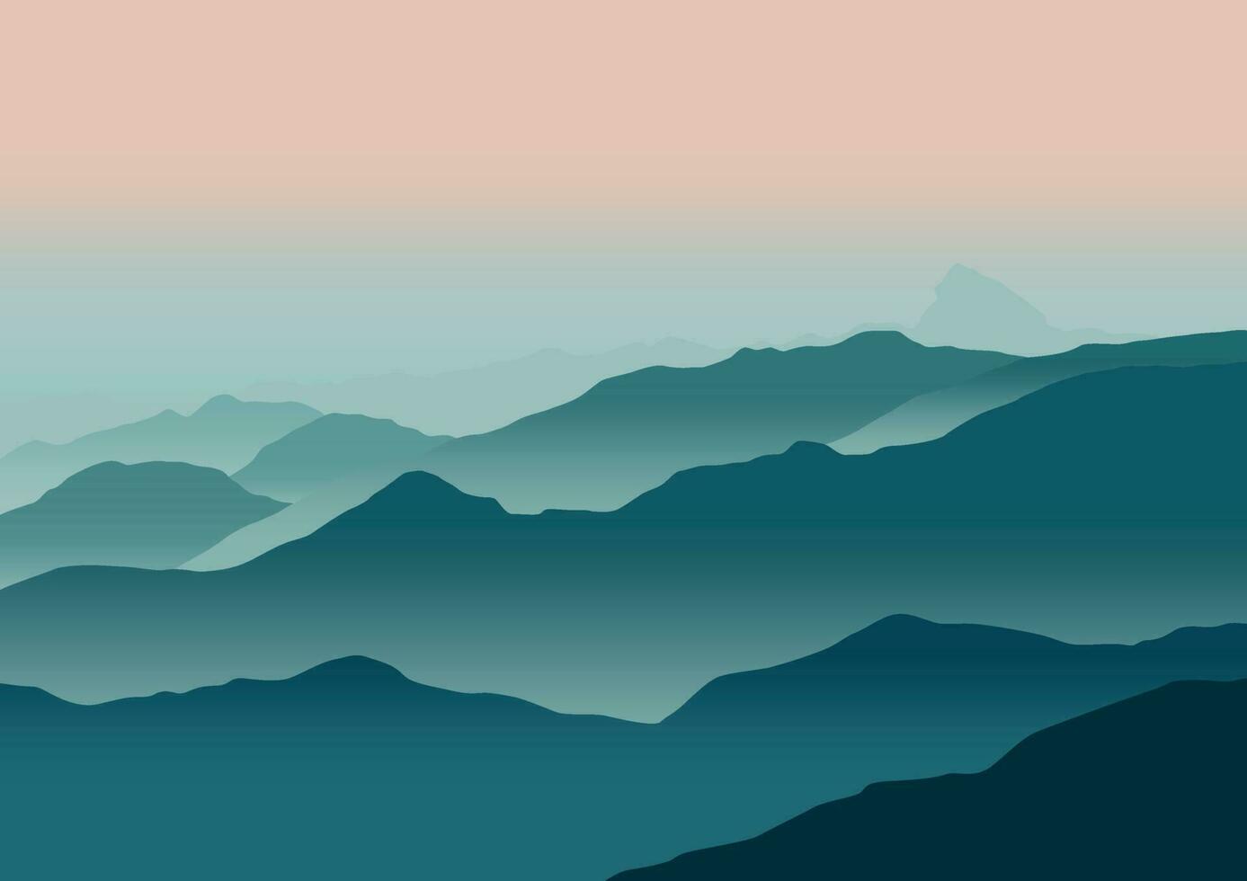 beautiful mountains landscape. Vector illustration in flat style.