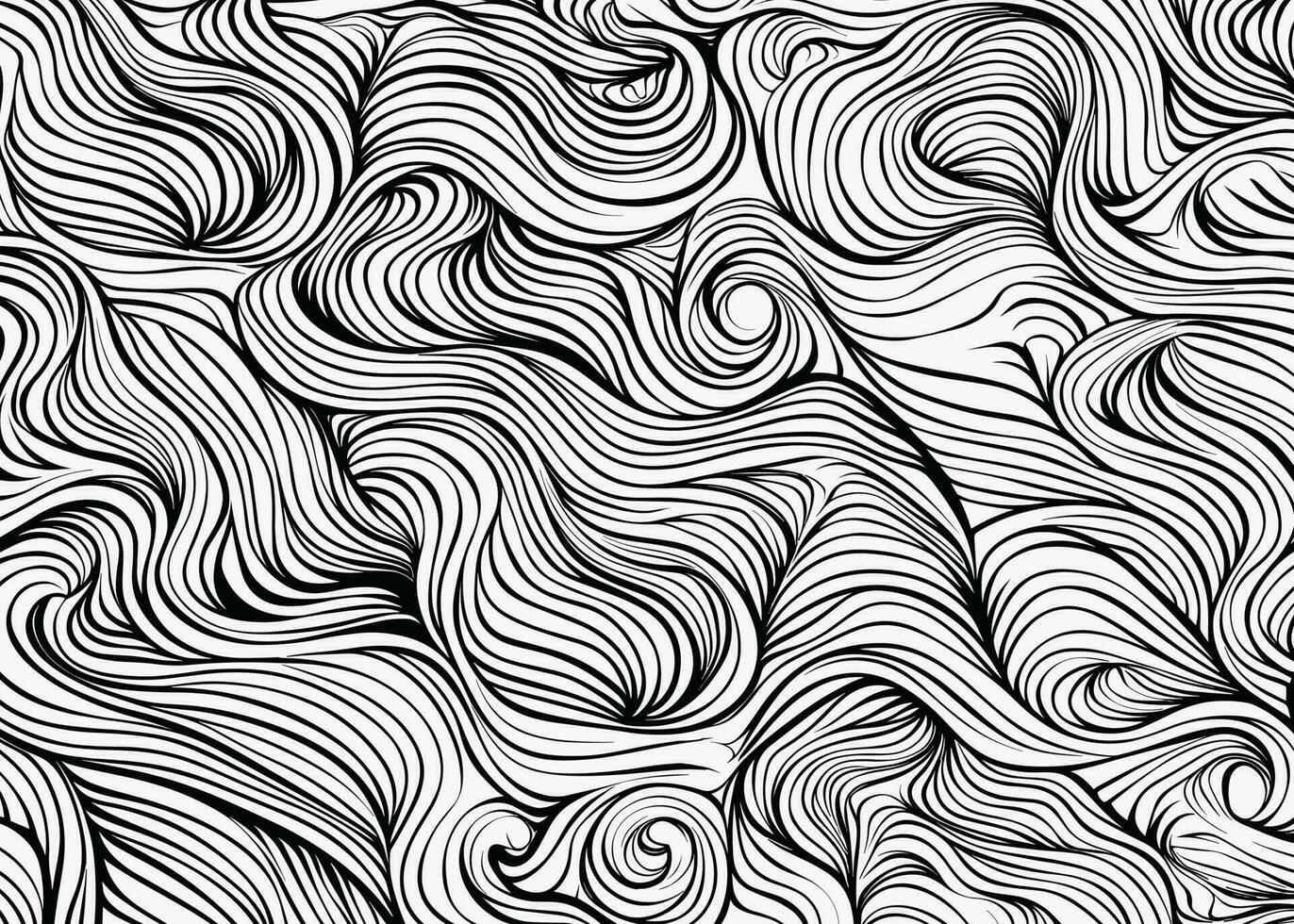 vector seamless line drawing pattern with curves, in the style of varied texture, loose and fluid, energetic lines, contour line