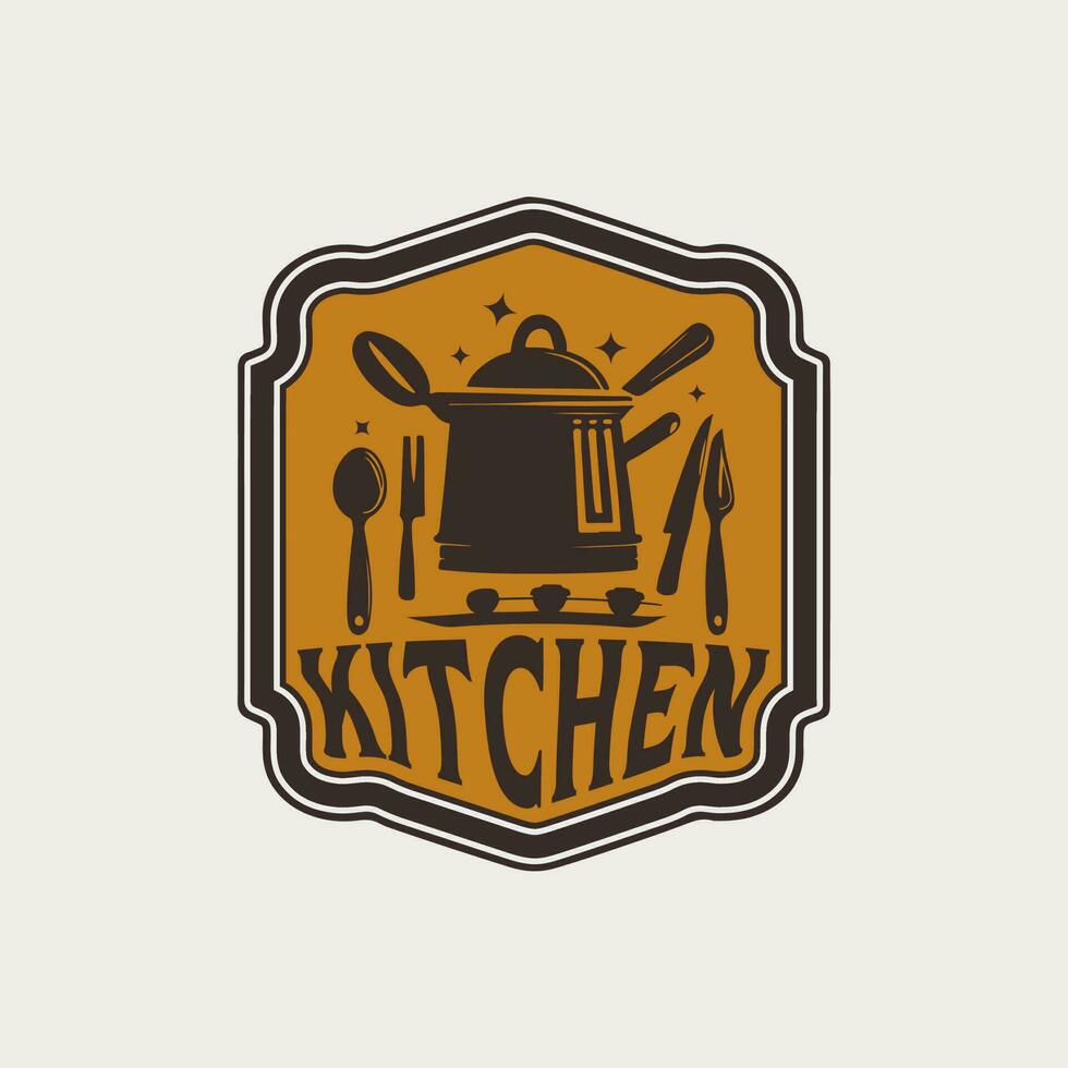 Kitchen Vintage Badge Logo Design vector
