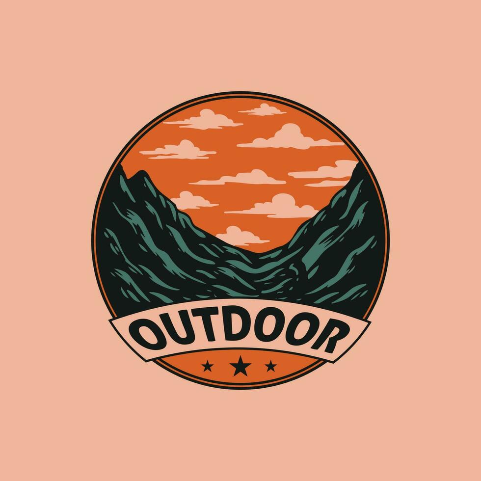 Outdoor Badge Design illustration. Stock label isolated vector