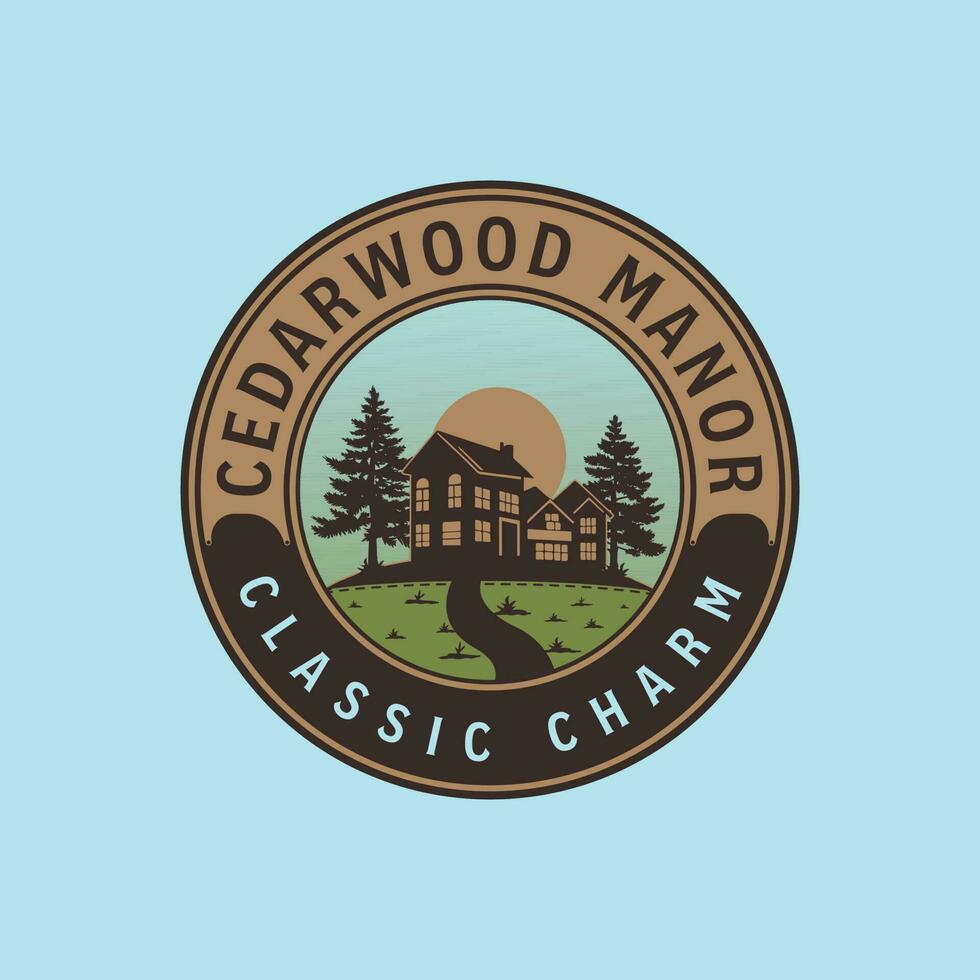 Vintage real estate logo design classic style, family house silhouette
