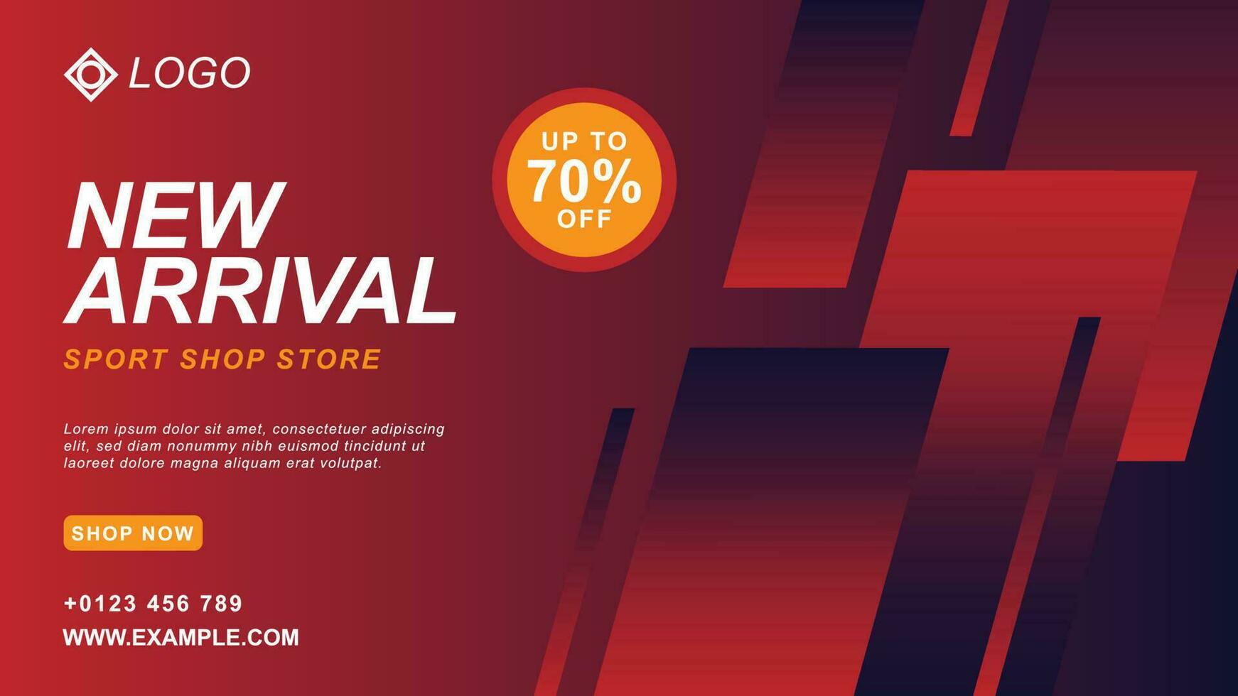 new arrival promotion banner design template in red color suitable for sports, fashion and other promotions vector