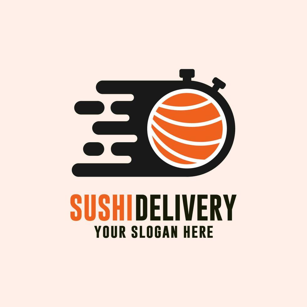 Sushi delivery badge label design logo vector