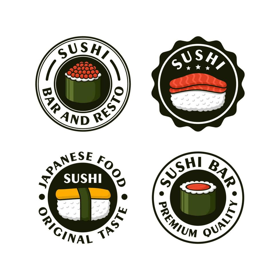 Sushi bar y resto japonés comida diseño logo colección vector