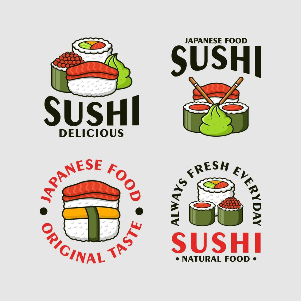 Badge label sushi design logo collection vector