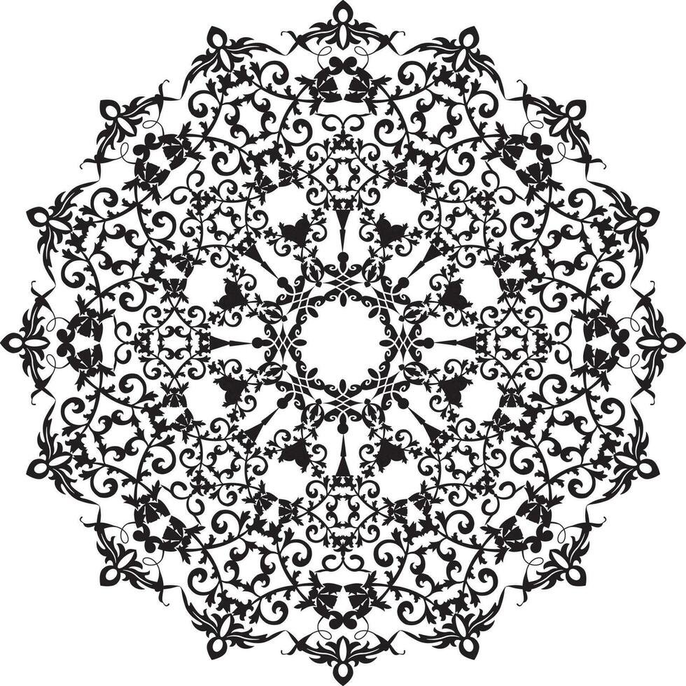 ilustración de vector de mandala blanco y negro