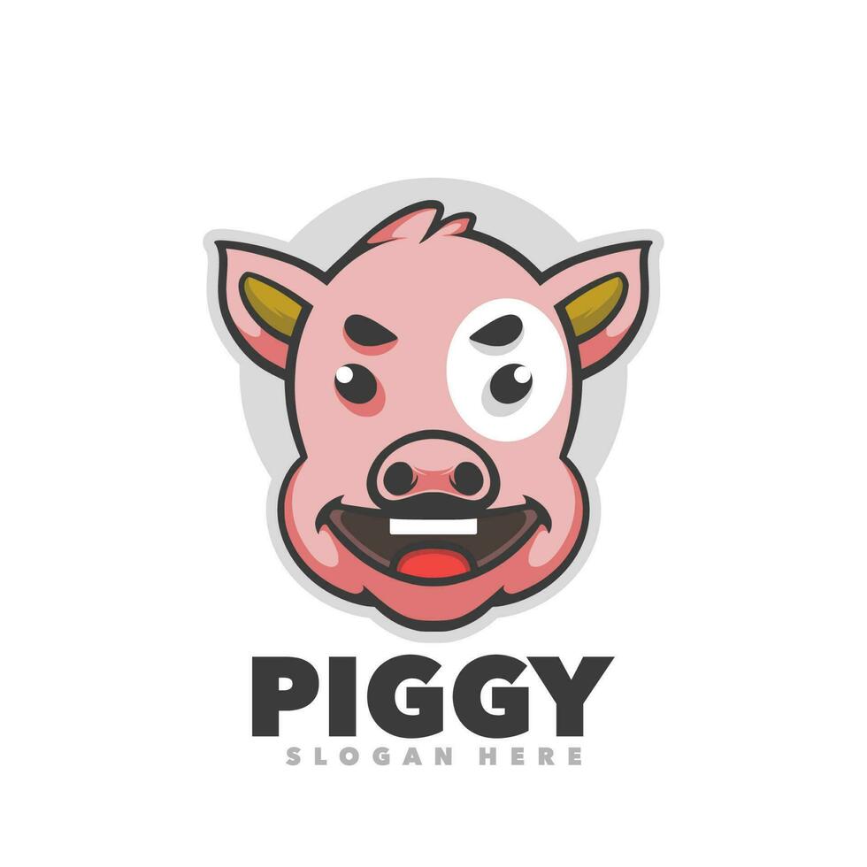 Pig head funny logo vector