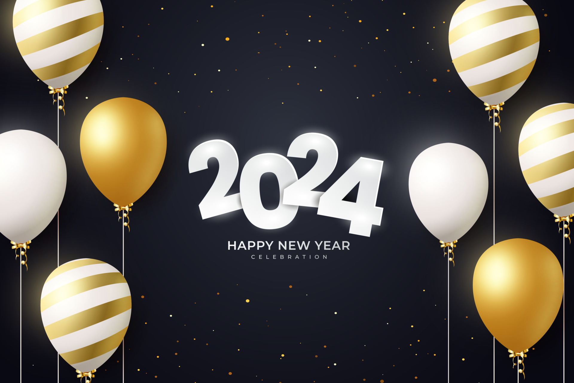 contento nuevo año 2024. festivo realista decoración. celebrar 2024