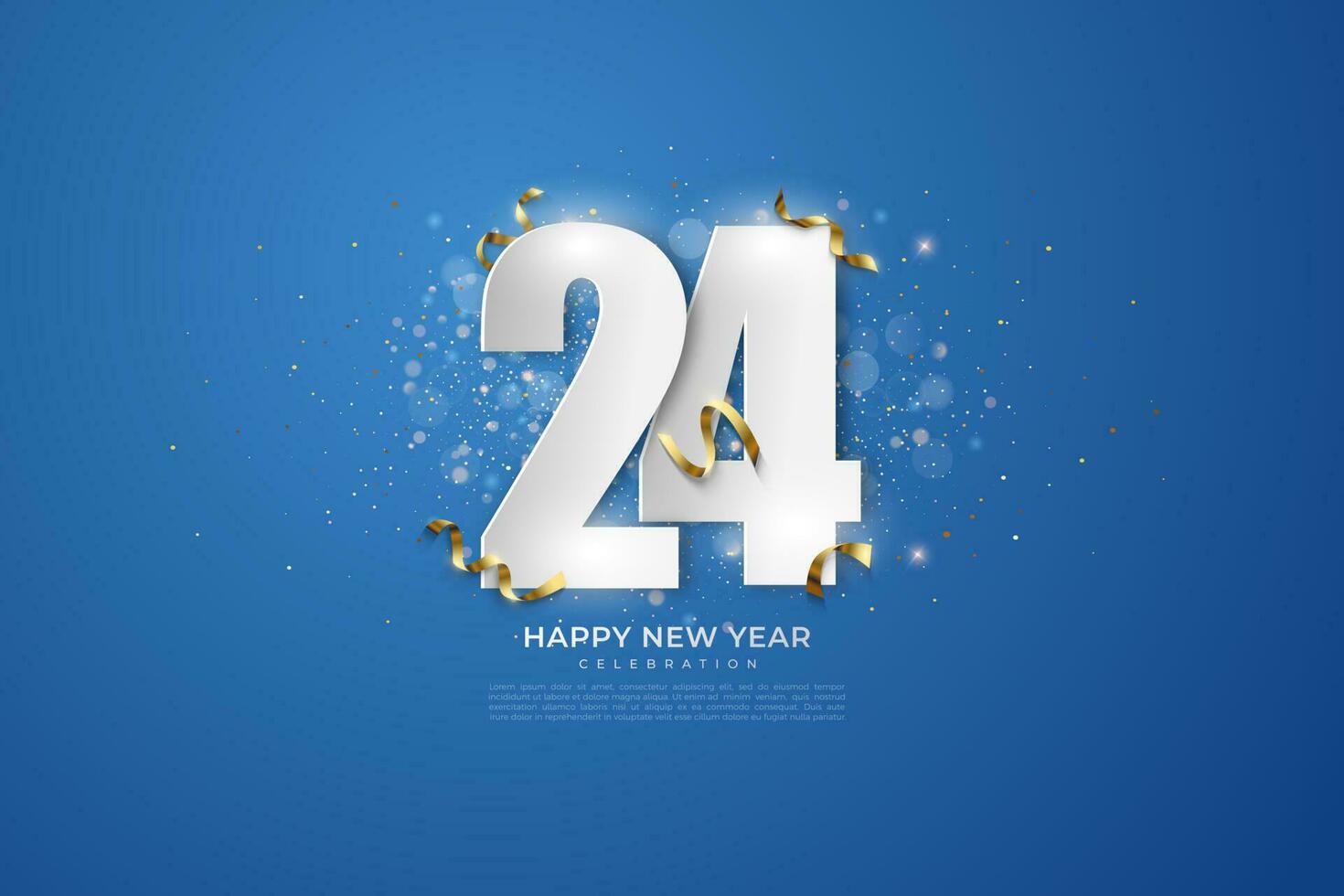 Happy New Year 2024. festive realistic decoration. Celebrate 2024 party on a blue background vector