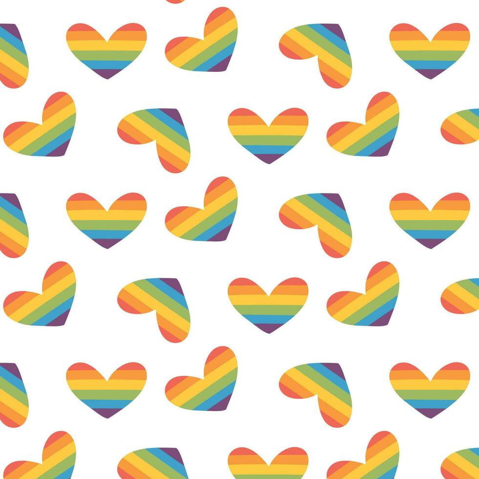 Seamless pattern with LGBT hearts. Vector illustration. Flat style. LGBT print. Pride month.