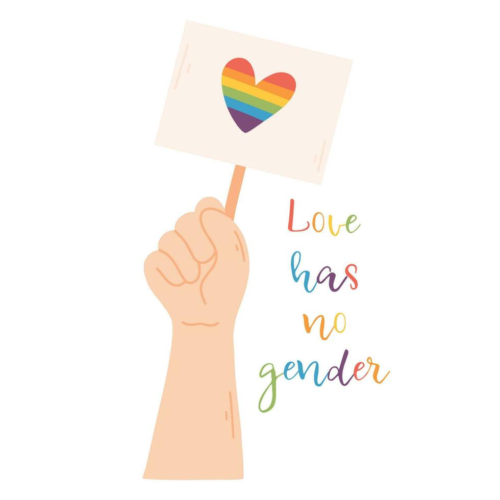 Heart from hands. Flat style. Vector illustration. Drawn hands with lgbt heart. Pride month. Lgbt concept. Hand holding lgbt sign.