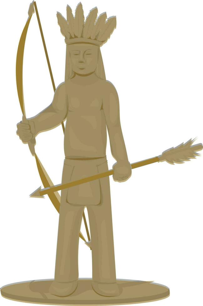 Vector Native American Statue with Bow and Arrow