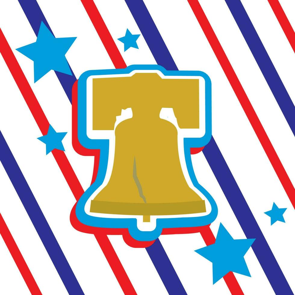 Liberty Bell Icon on Striped Background vector