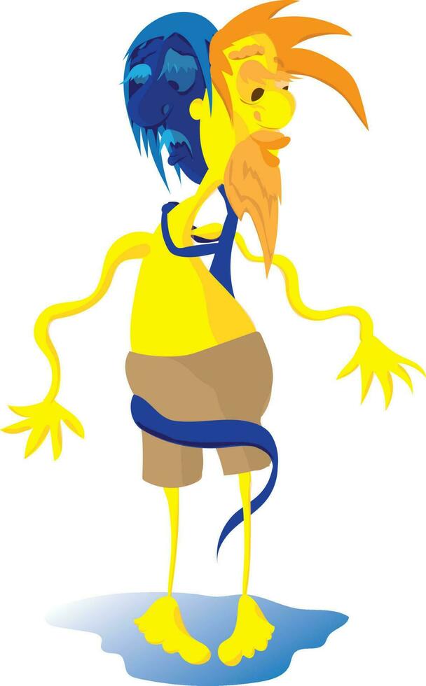 Blue Man Wrapped Around Sunny Man vector