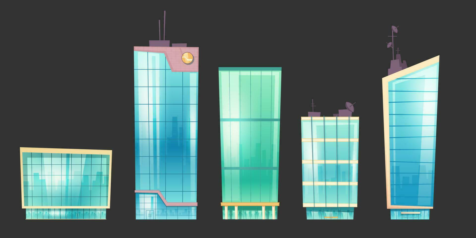 Skyscraper buildings modern house architecture set vector