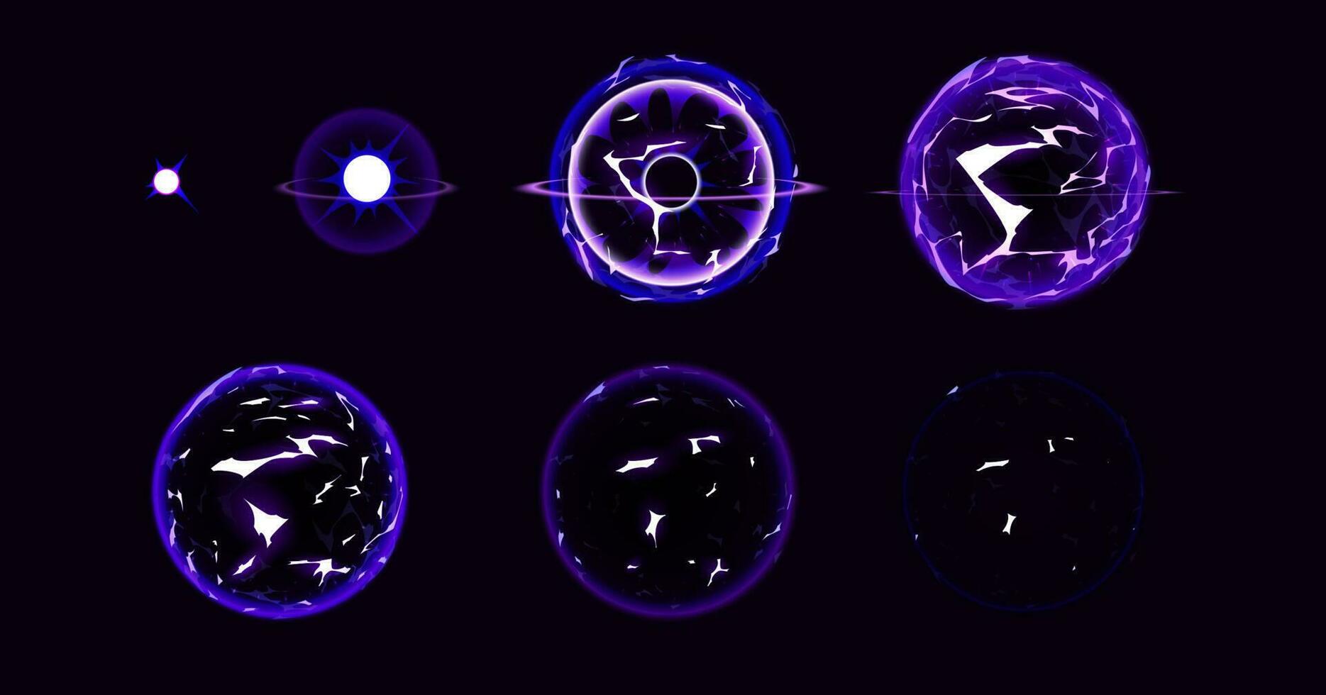 Magic electric lightning ball animation sprite vector