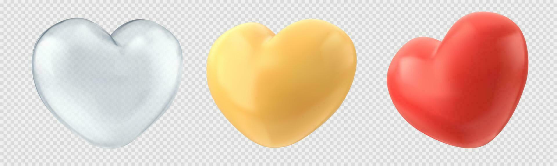 Realistic set of heart shape balloons set vector