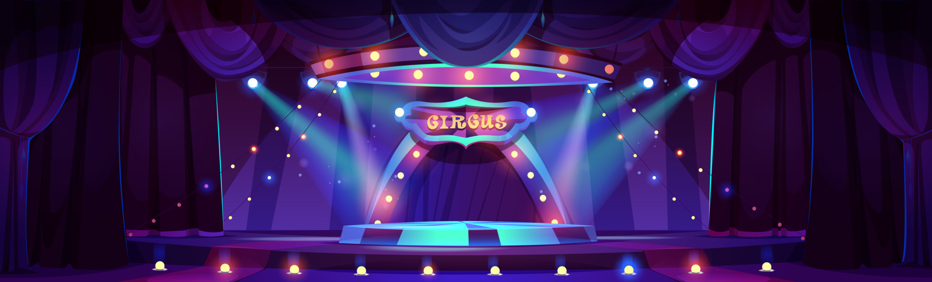 Cartoon night circus ring stage inside background 23864846 Vector Art