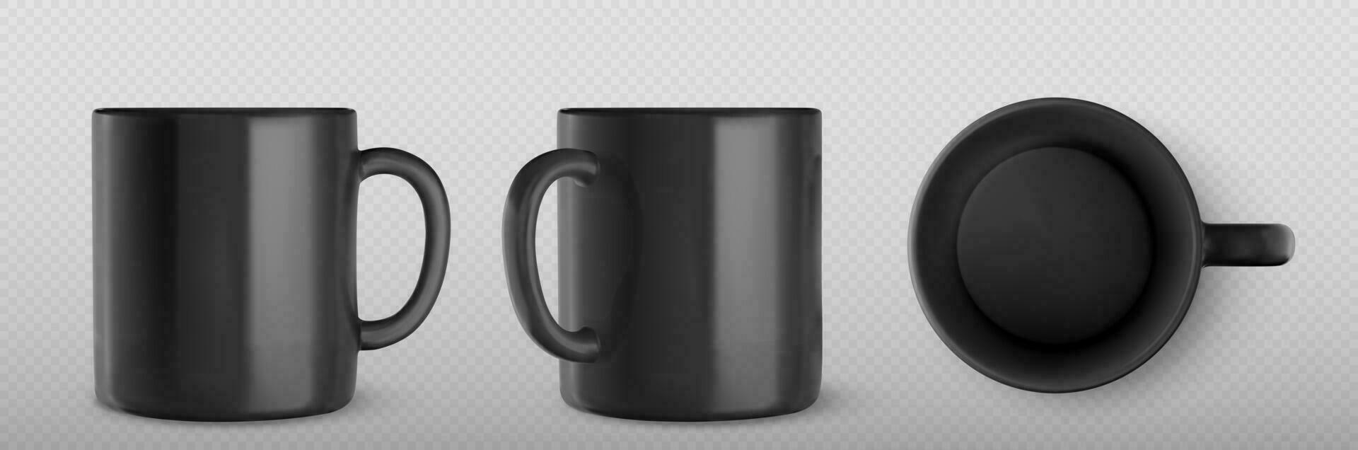 3d mockup of black mug for tea or coffee vector
