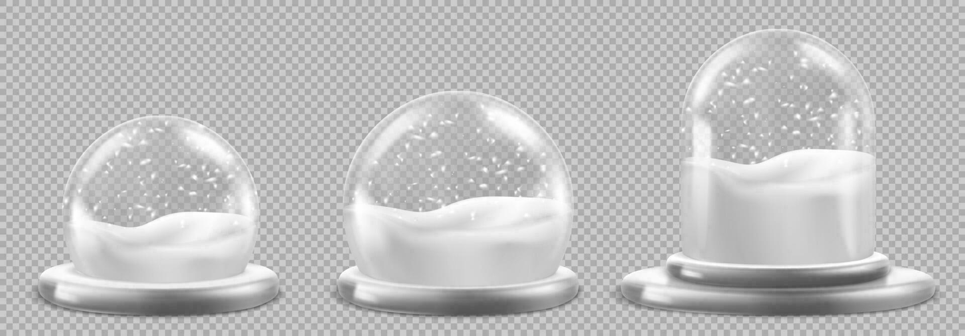 Realistic set of snowglobes on gray vector