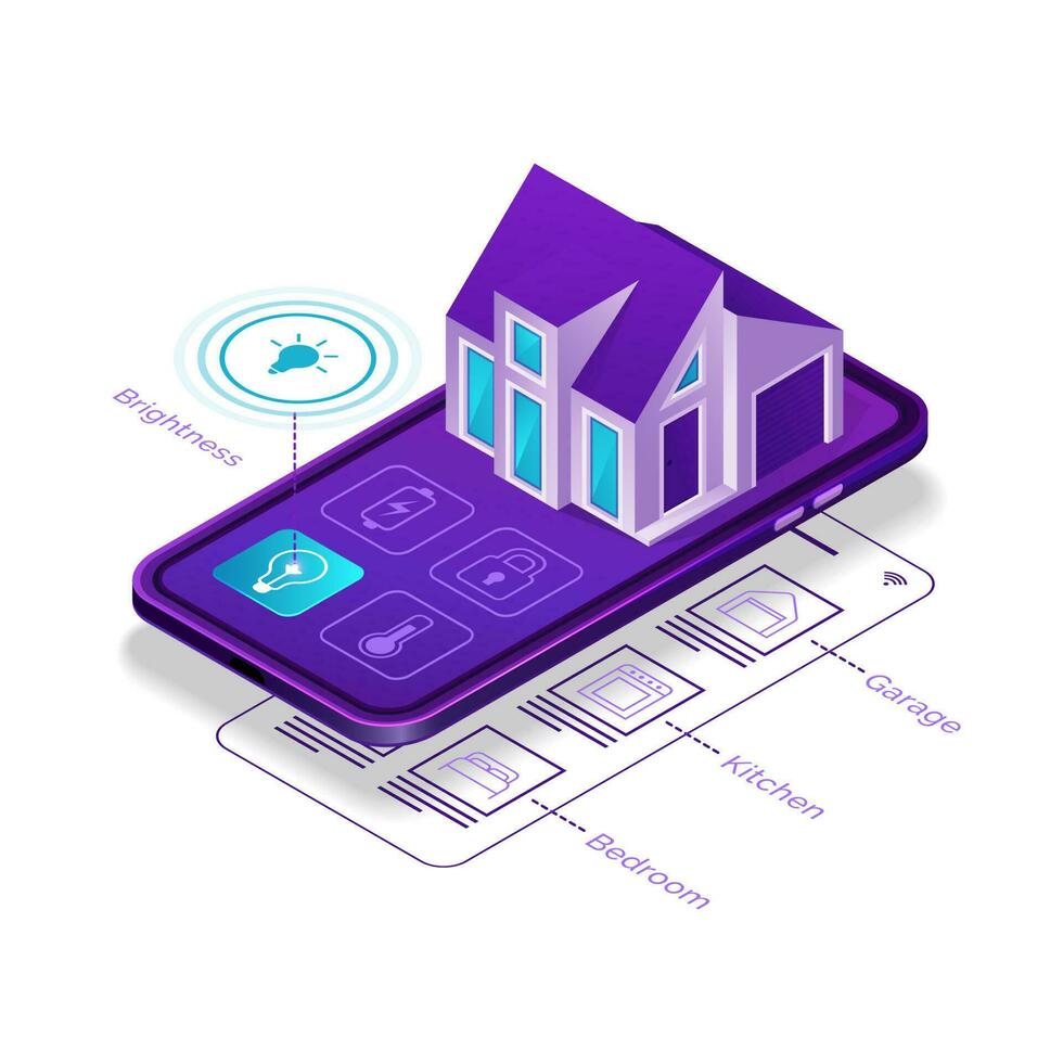 inteligente hogar isométrica, Internet de cosas concepto vector