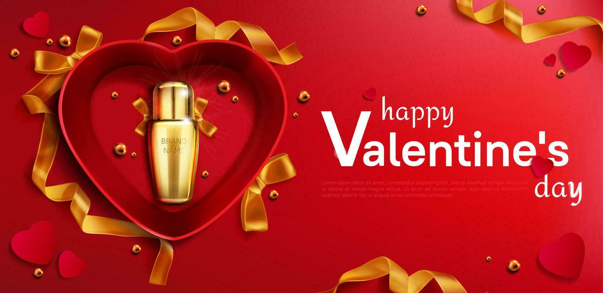 Cosmetics bottle for Valentine day in heart box vector