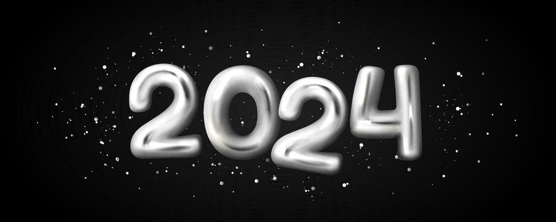 3d 2024 text for Happy New Year banner vector