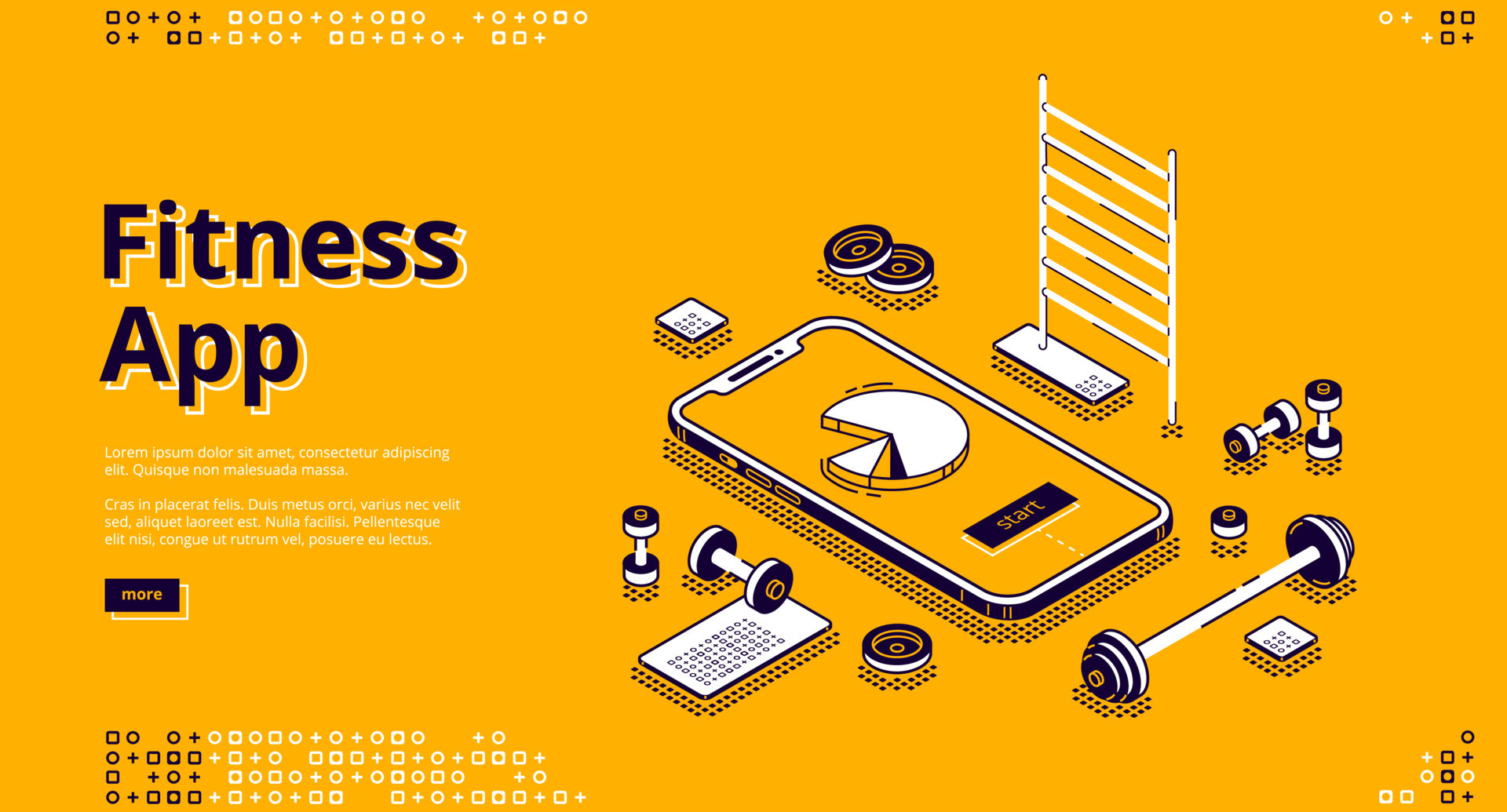 Fitness app training isometric landing page banner 23865032 Vector Art
