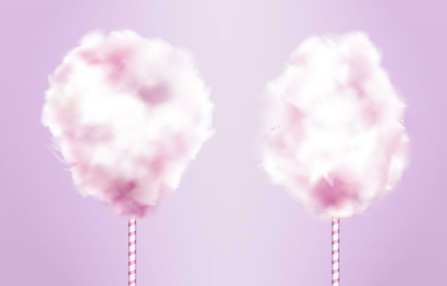 Candy cotton on stick set on pink background. vector