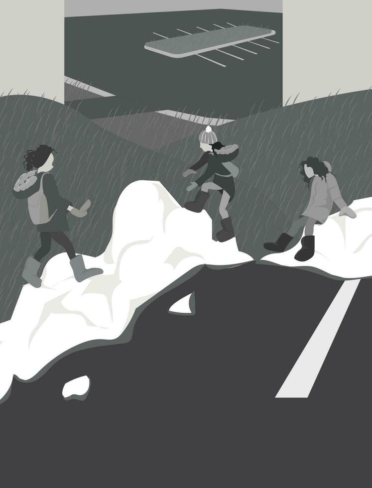 Little Girls Playing in the Suburbs vector