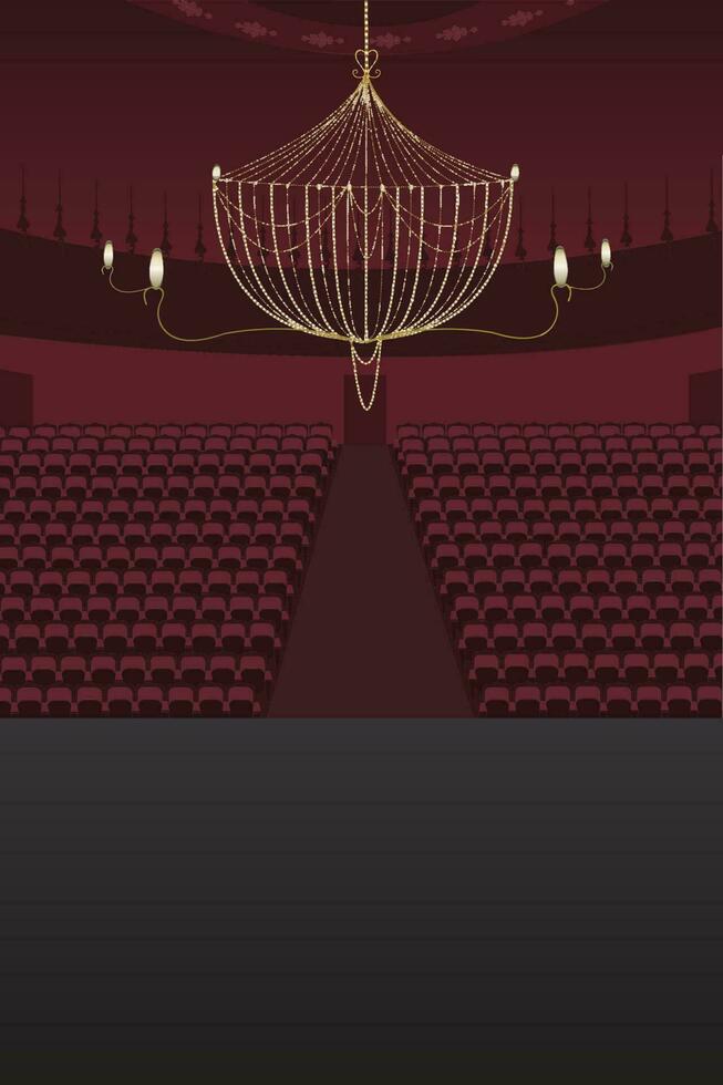 Elegant Auditorium Backdrop With Gold Chandelier vector