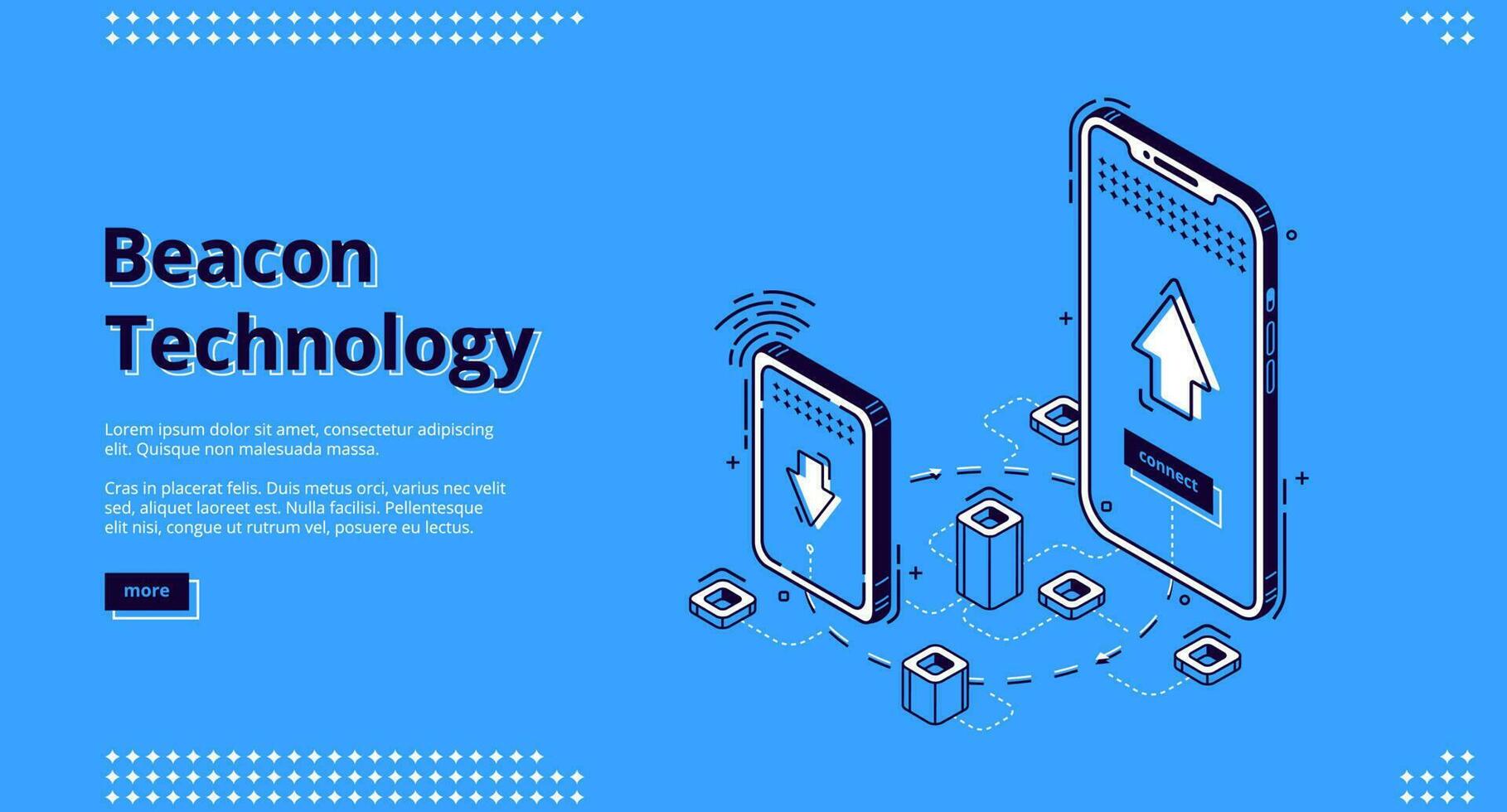 Beacon wireless technology isometric web banner vector