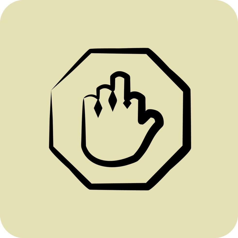 Icon Stop Hand. suitable for building symbol. hand drawn style. simple design editable. design template vector